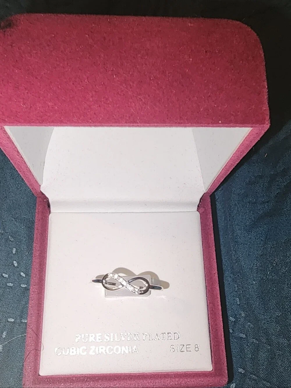 Sterling Silverplated  Infinity Ring with Clear Cubic Zirconia - Silver
